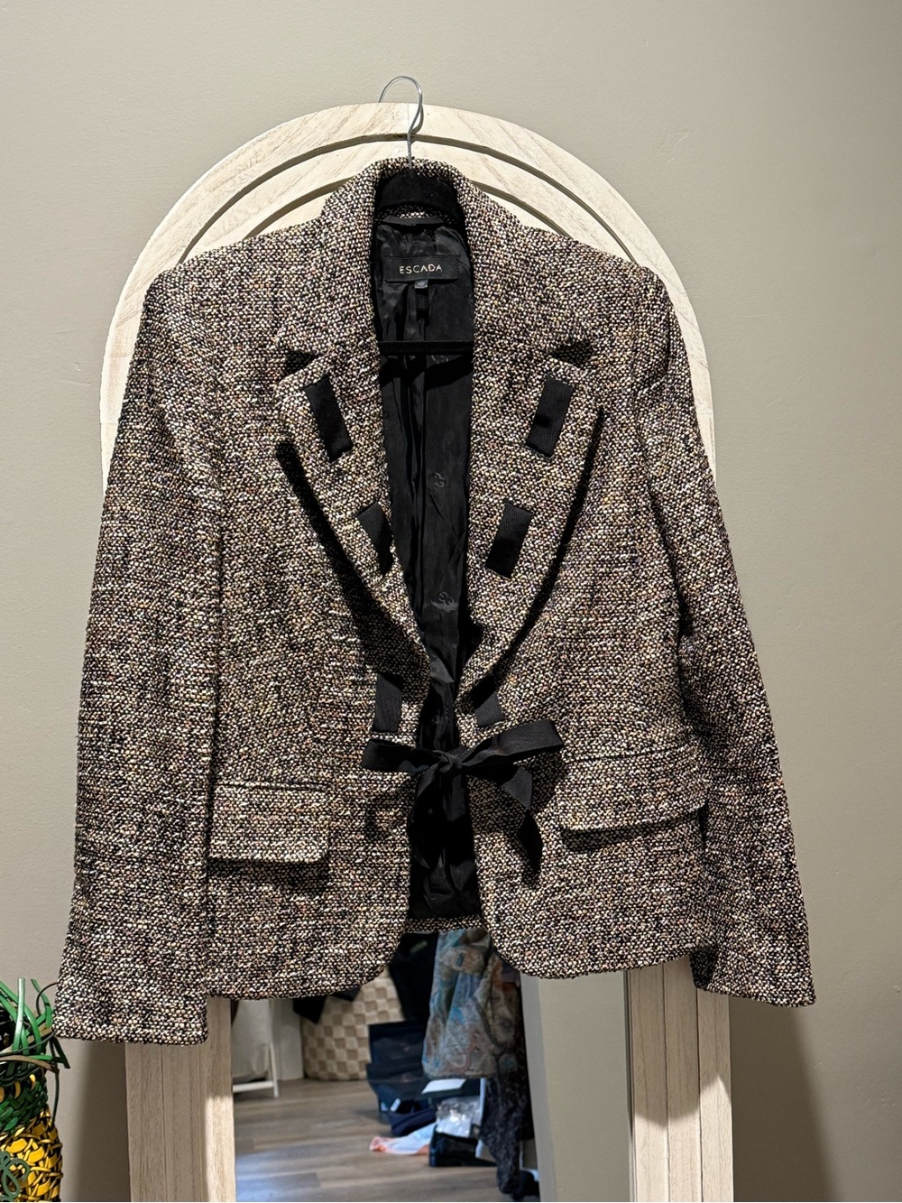 Escada Women’s Tweed Ribbon-Trim Blazer - Brown Multi Size 42